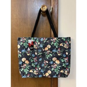 NWT Disney Minnie Mouse Floral Tote Bag with Rope Handle Blue Interior